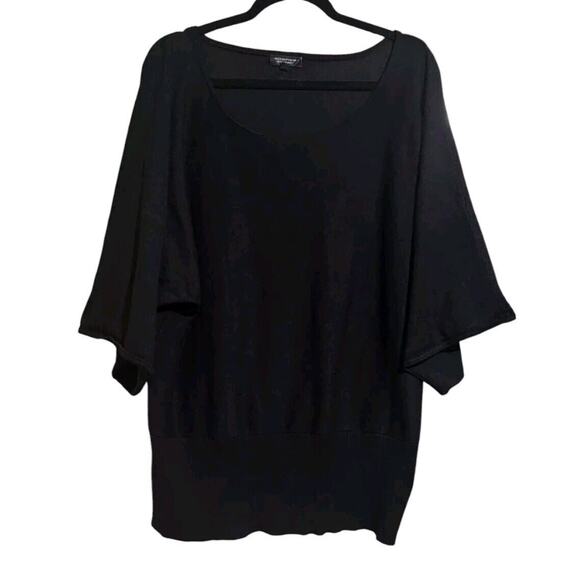 Spense Womans Black Boho Blouse Kimono 3/4 Sleeve Plus Size 3X Basic Top Classic - Picture 1 of 11